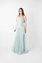 Organza Chiffon Evening Dress with Ruffle Detail - Mint Green - 2