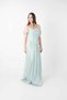 Organza Chiffon Evening Dress with Ruffle Detail - Mint Green - 3