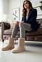 Women's Laceless Suede-Fur-Trimmed Flat Sole Boots Selina: Winter, Everyday, Comfortable, Modern, Simple, Practical, Relaxed - 3