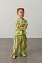 Green Piped Hooded Sweatsuit with Drawstrings - 3