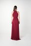 Chiffon Fabric Halter Neck Dress with Flounce Detail - Bordo - 4