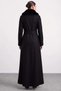 Detachable Fur-Trimmed Belted Gabardine Suede Trench Coat BLACK 6924 - 5