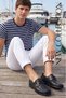 Men's Genuine Leather Loafers, Black, Lightweight, Orthopedic, Lace-Up, Non-Slip Sole, Everyday, Casual, Office Shoes - 2