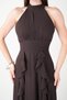 Chiffon Fabric Halter Neck Dress with Ruffle Detail - Brown - 4