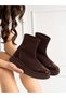 Women's Acı Kahve Strej Diver Maxi-Style Boots with Patent Leather Accents and Thick PU Soles