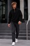 Men's Zip-Up Mock Neck Fleece-Lined Sweatshirt, Black - 3