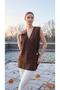 MODAL SLEEVELESS VEST WITH LACE DETAILS, STYLISH LEAF BROOCH, AND CURVED COLLAR (76 CM)