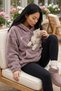 Taupe Color Mink Paw Pocketed Sweatshirt with Kangaroo Pocket, Zippered Pocket, and Wellsoft Knit Baby Carrier 8112