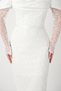 Full Beaded Fabric Satin Degaje Collar Pencil Dress - White - 3