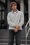Men's Zip-Up Mock Neck Fleece-Lined Sweatshirt in Gray - 4