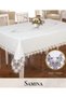 Samina Model Cream 155x260 cm Gardenia Linen Tablecloth, Modern Design HB006 - 4