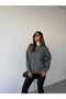Women's Anthracite Basic Crew Neck Oversized Knit Sweater