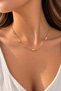 Gold-Colored Minimalist Women's Steel Necklace with Beaded Details