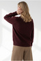 Women's Burgundy Crew Neck Button-Front Knit Cardigan HRK-19000528 - 2