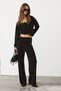 Capella women's stretch fabric zippered crop 3-piece set, black.