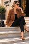 4S WOMEN Women's Double-Breasted Oversized Suede Jacket - 7
