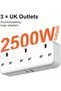 Power Extension Cord Strip, 2500W Electrical Wall Socket Plug Rotating 180° - 3
