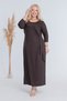 Women's Coffee-Printed, Tie-Detail, Plus-Size, Stretchy Maxi Dress - 3