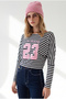 Women's Navy Blue 23 Drapey Loose-Fit Striped Sweatshirt SWT-19000822 - 3