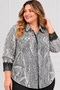 Lycra Jacquard Satin Plus Size Women's Shirt – Stylish and Comfortable Long Sleeve Patterned Shirt