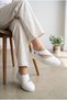 Women's Genuine Leather Open-Sided Elastic-Banded Stitched Comfort Slip-On Shoes