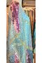 Women's Turquoise/Blue Sequin and Beaded Purple-Paneled Tulle Chiffon Maxi Evening Gown / Kaftan Dress - 6