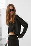 Capella women's stretch fabric zippered crop 3-piece set, black. - 2
