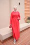 Red-Belted Crew Neck Dress - 2