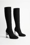 Rone Women's Boots with Metal Heels, Knit-Woven, Black - 4