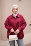 Plum Oversized Gabardine Jacket with Zipper - 3