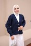 كارديجان تريكو بأزرار وياقة مطرزة باللون الأزرق الداكن - 4
