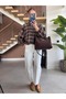 OVERSIZED CHECKED MOCK NECK JACKET - 3