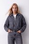 Women's Belt Detail Denim Jacket – Denim Jacket with Oversized Zippers Navy Blue - 2