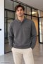 Men's Long Sleeve Polo Collar Single Pocket Buttoned Sweatshirt