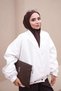White Balloon-Sleeve Jacket with Side Pockets