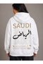 Saudi Arabia Printed White Oversized Hooded Sweatshirt