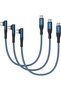 كابل USB C إلى USB C، 3 قطع، كابل Type C بقوة 60 واط (طول 1 قدم، أزرق)