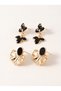 Set of 2 Dangling Flower and Fan Earrings - 6