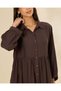 Women Brown Button-Front Maxi Shirt Dress - 2
