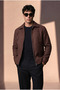 Modern Fit Polo Collar Melton Jacket