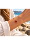 Red Clover-Patterned Zircon-Studded Cube Chain Elevator Women's Bracelet, Gold Color - 4