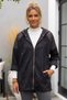 Italian Black Hooded Long-Sleeve Zippered Pocket Leather-Paneled Casual Velvet-Woven Jacket 69 65 - 7