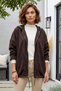 Italian Brown Hooded Long-Sleeved Zippered Pocket with Tie-Detail Velvet-Woven Jacket 68 66 - 5