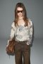 Ashen women's long sleeve v-neck blouse with stone stripe pattern - 2
