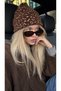 Coffee-Colored Leopard Print Bearded Soft-Textured Winter Beanie BERE1163 - 2