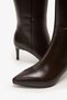 Navy Brown Leather Women's Heeled Boots - 4