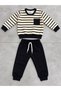 Boys' and Girls' Patterned 3-Strand Brushed Inside Crew Neck Cotton Sweatsuit Set - 2
