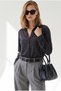 Women's Charcoal Grey Mottled Thick Velvet Shirt GML-19001465