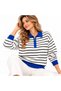 Women's Striped Polo Collar Knit Sweater - 3
