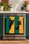 Emerald Cat Black Cat with Green and Yellow Pattern, Digitally Printed 2-Piece Kitchen Towel Set, 35x55 cm - 2